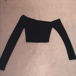Black Off the Shoulder Crop Top